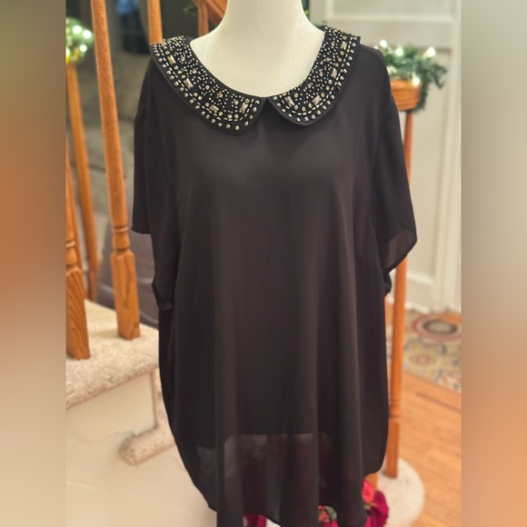 torrid Tops - Torrid Black Blouse with Embellished Collar